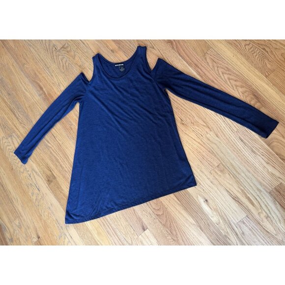 DKNY Jeans Womens cut-out shoulder long sleeze shirt/top Size Medium Navy Blue - Picture 6 of 7